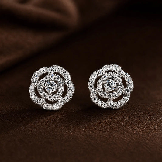 Rose Moissanite Stud Earrings 
