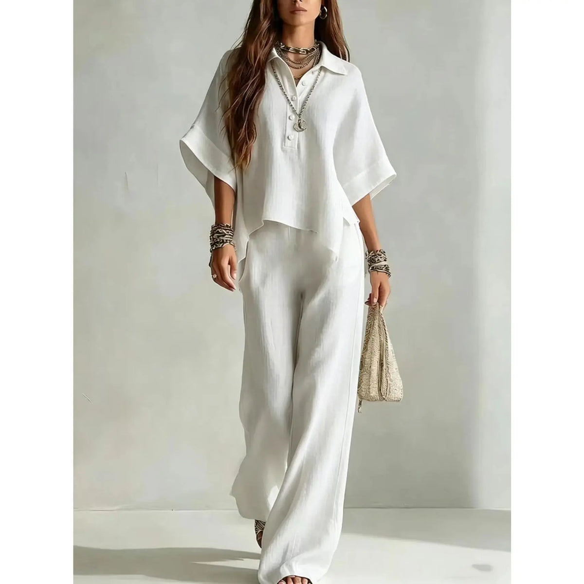 Spring & Summer Women's Short Sleeve Shirt and Loose Pants 