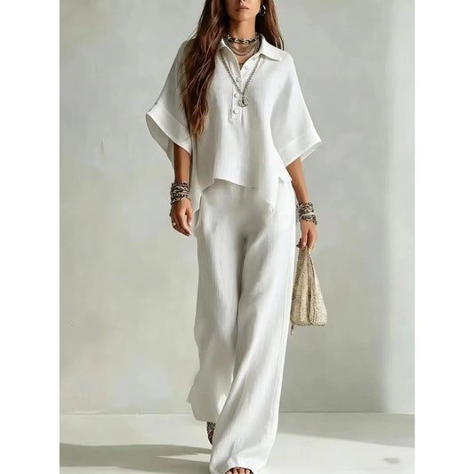 Spring & Summer Women's Short Sleeve Shirt and Loose Pants 
