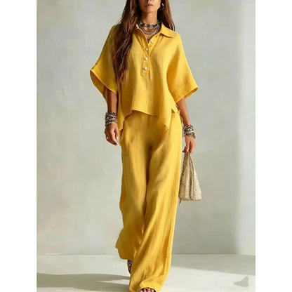 Spring & Summer Women's Short Sleeve Shirt and Loose Pants 