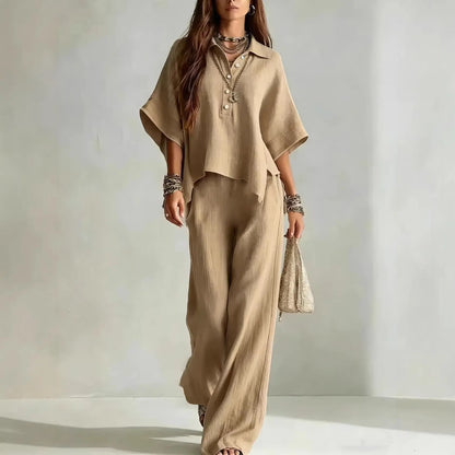 Spring & Summer Women's Short Sleeve Shirt and Loose Pants 